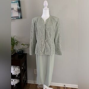 KAREN MILLER NEW YORK FORMAL 2 PIECE SET DRESS/JACKET SIZE 8 VINTAGE